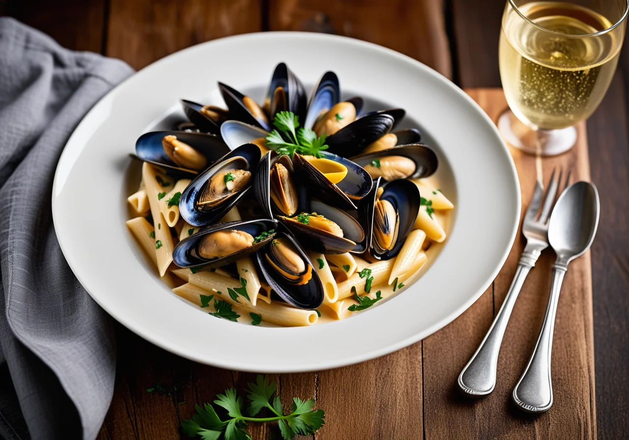 Miesmuscheln mit Vollkornnudeln