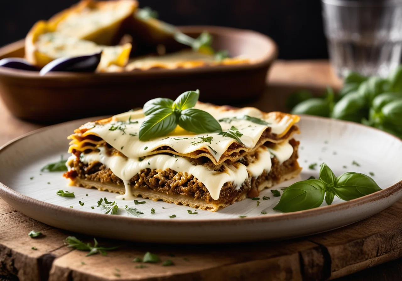 Paprika Lasagna with Eggplant and Goat Cream Cheese