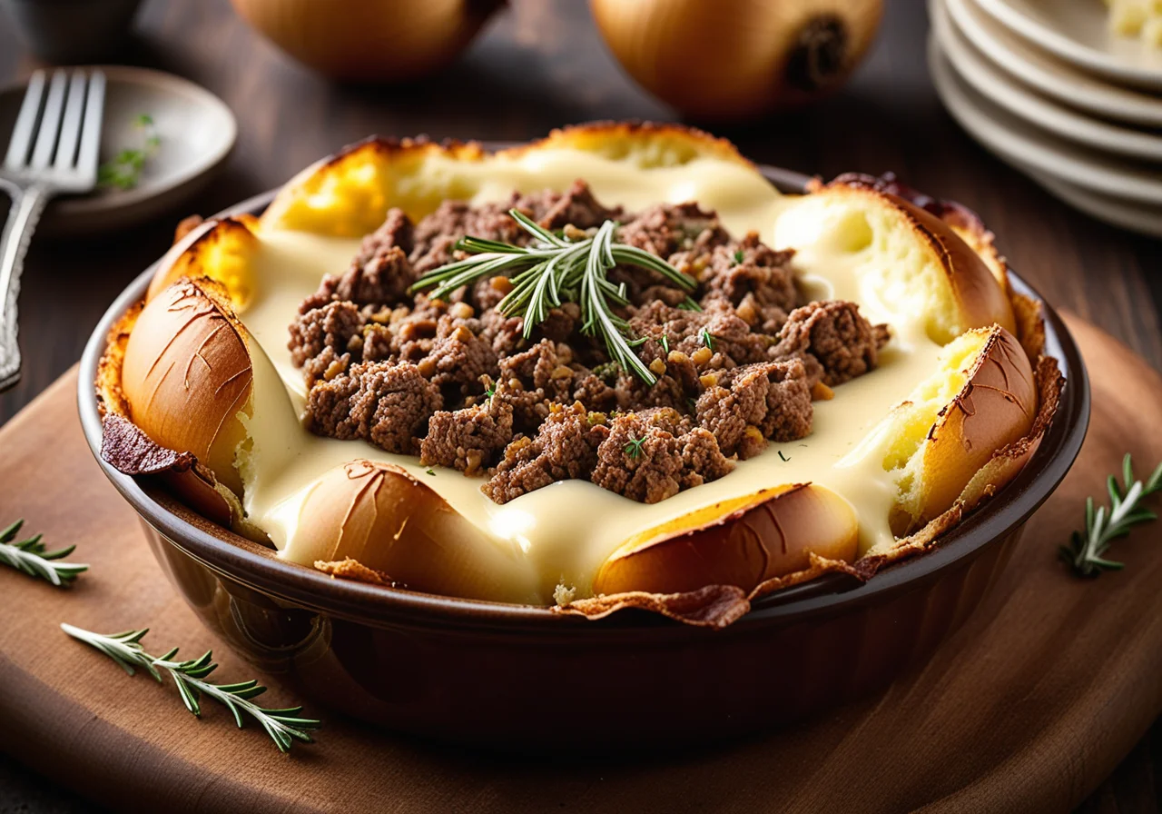 Baked Onion with Spiced Ground Meat Filling