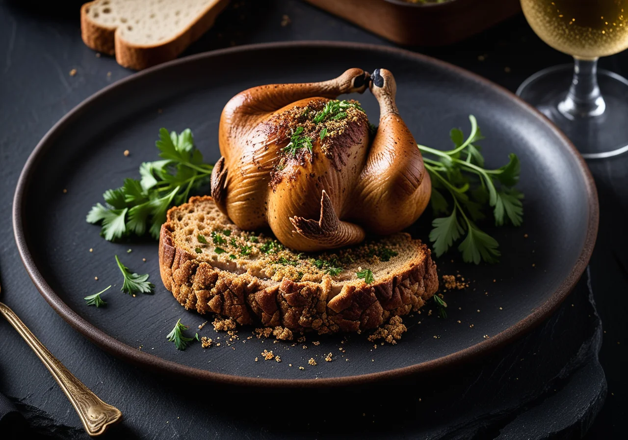 Quail with Bread Crumb Filling