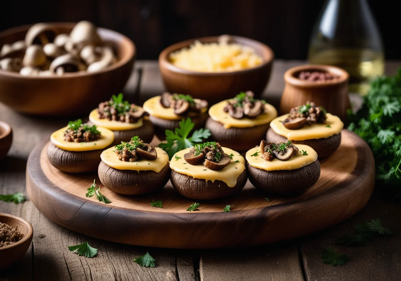Raclette with Ground Meat Mushrooms