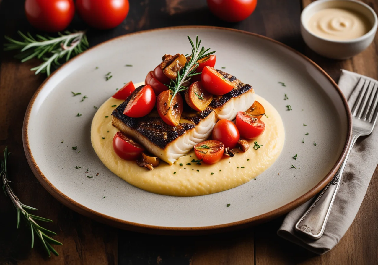 Sea Bass with Lemongrass and Vanilla Tomato Polenta