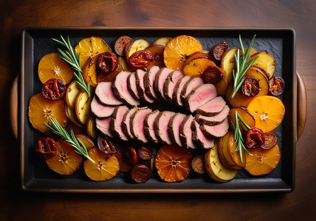 Orange Lamb on Vegetables