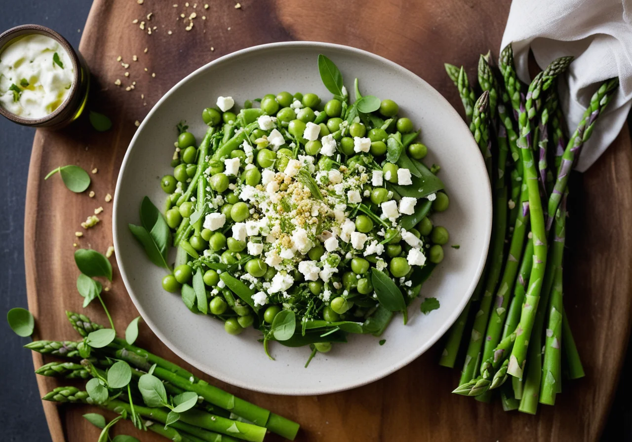 Pea Salad with Asparagus and Cheese