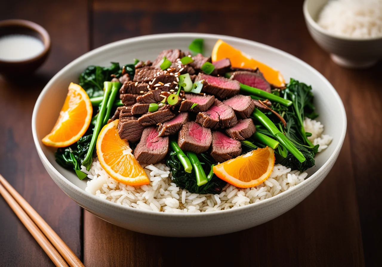 Asian Beef Stir-Fry with Vegetables and Rice
