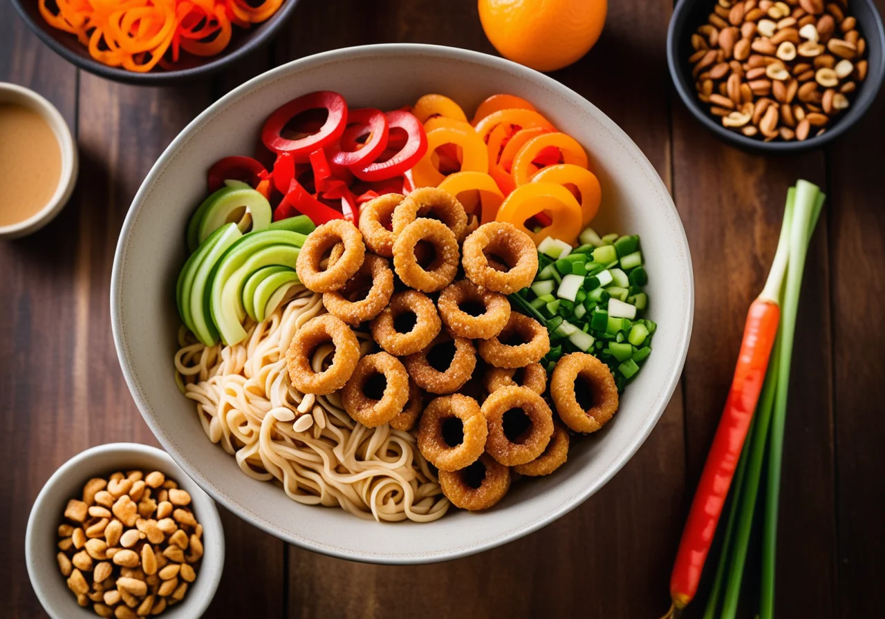 Asian Noodles with Vegetables, Tofu and Peanut Sauce