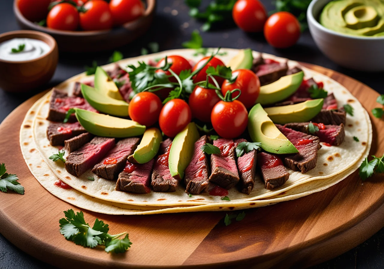 Beef Tortilla with Avocado and Tomato