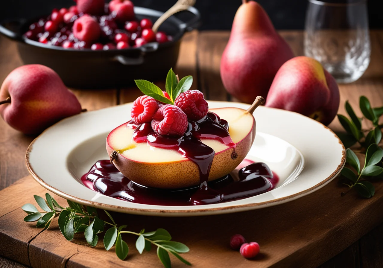Baked Pears with Lingonberries