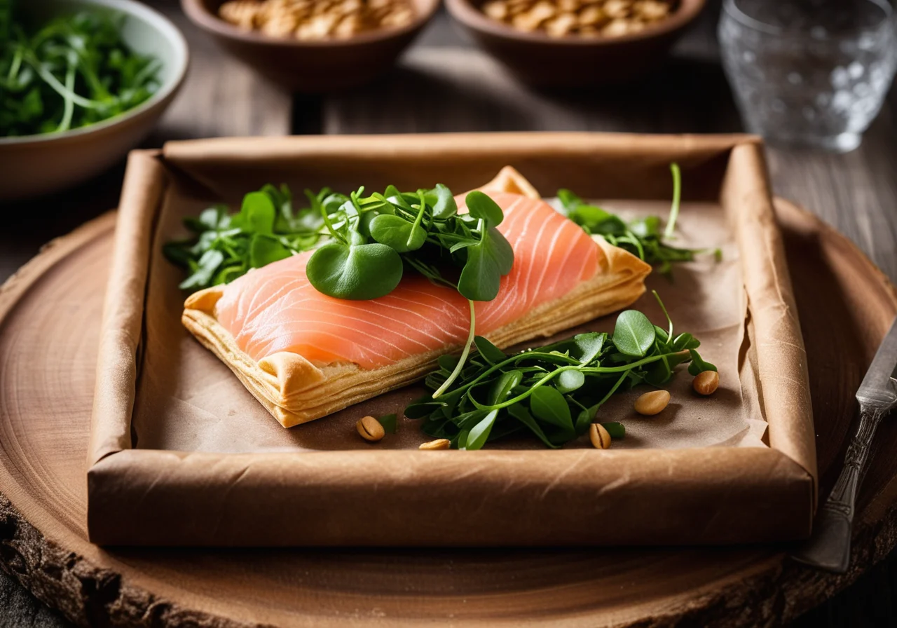 Salmon Fillet with Watercress in Puff Pastry