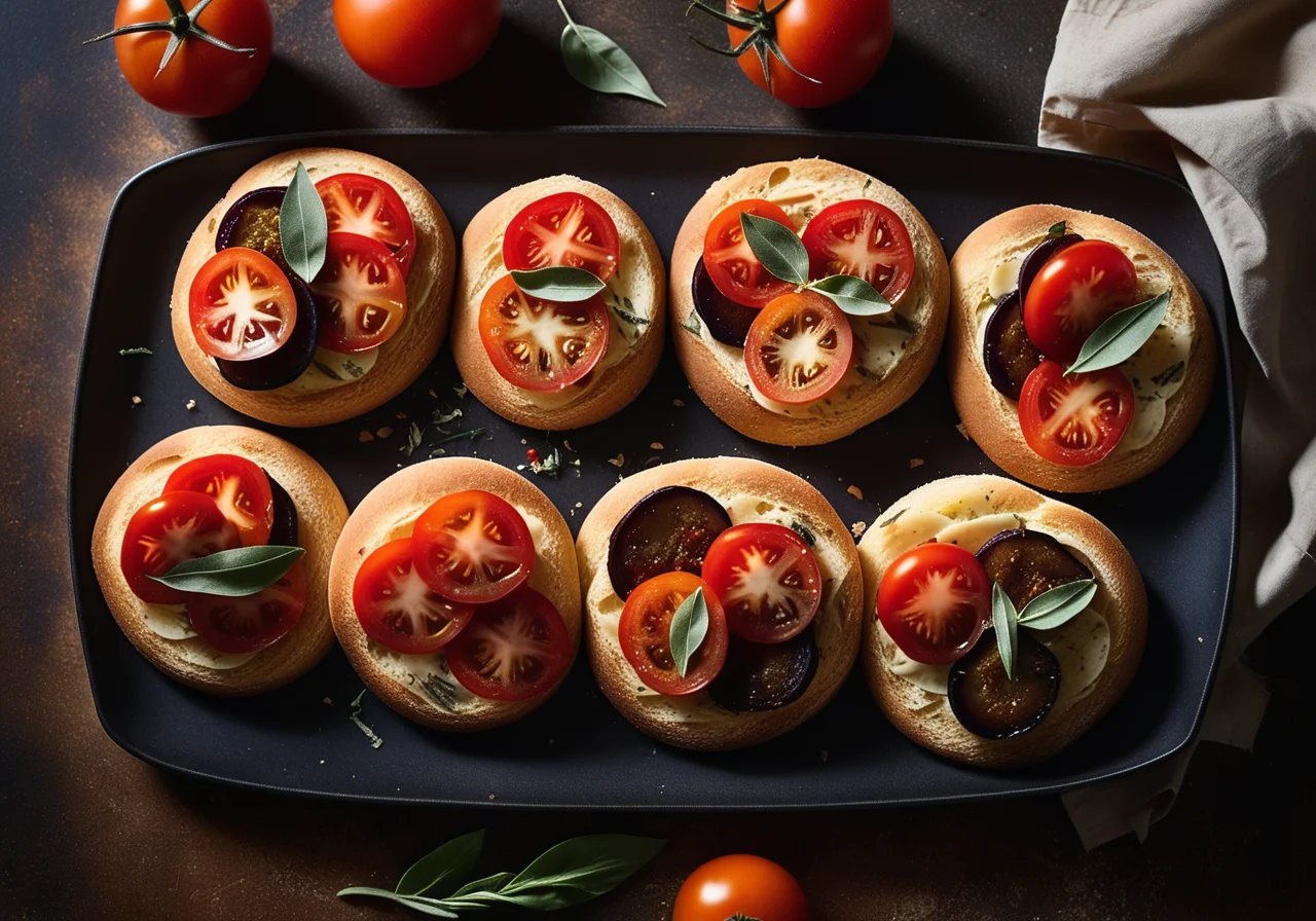 Roasted Bread with Tomato and Eggplant