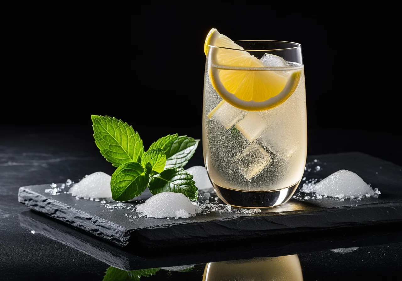 Champagne Cocktail with Lemon Ice