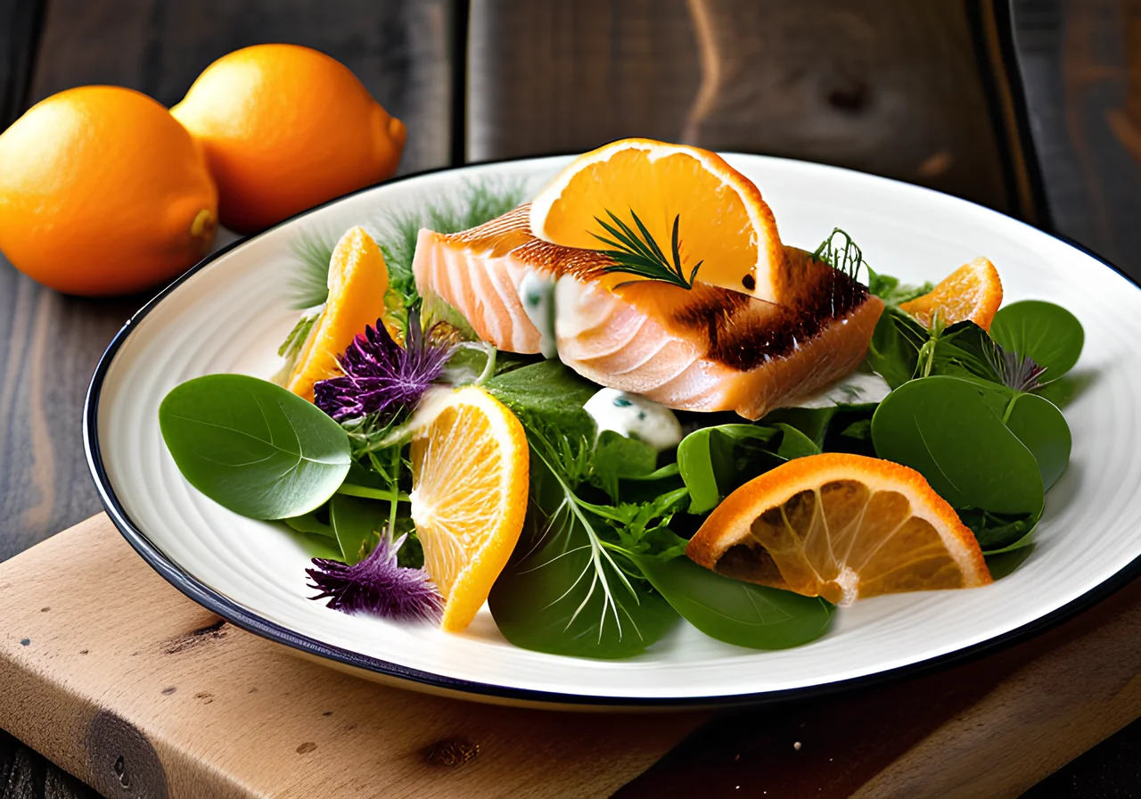 Leafy Salad with Smoked Trout