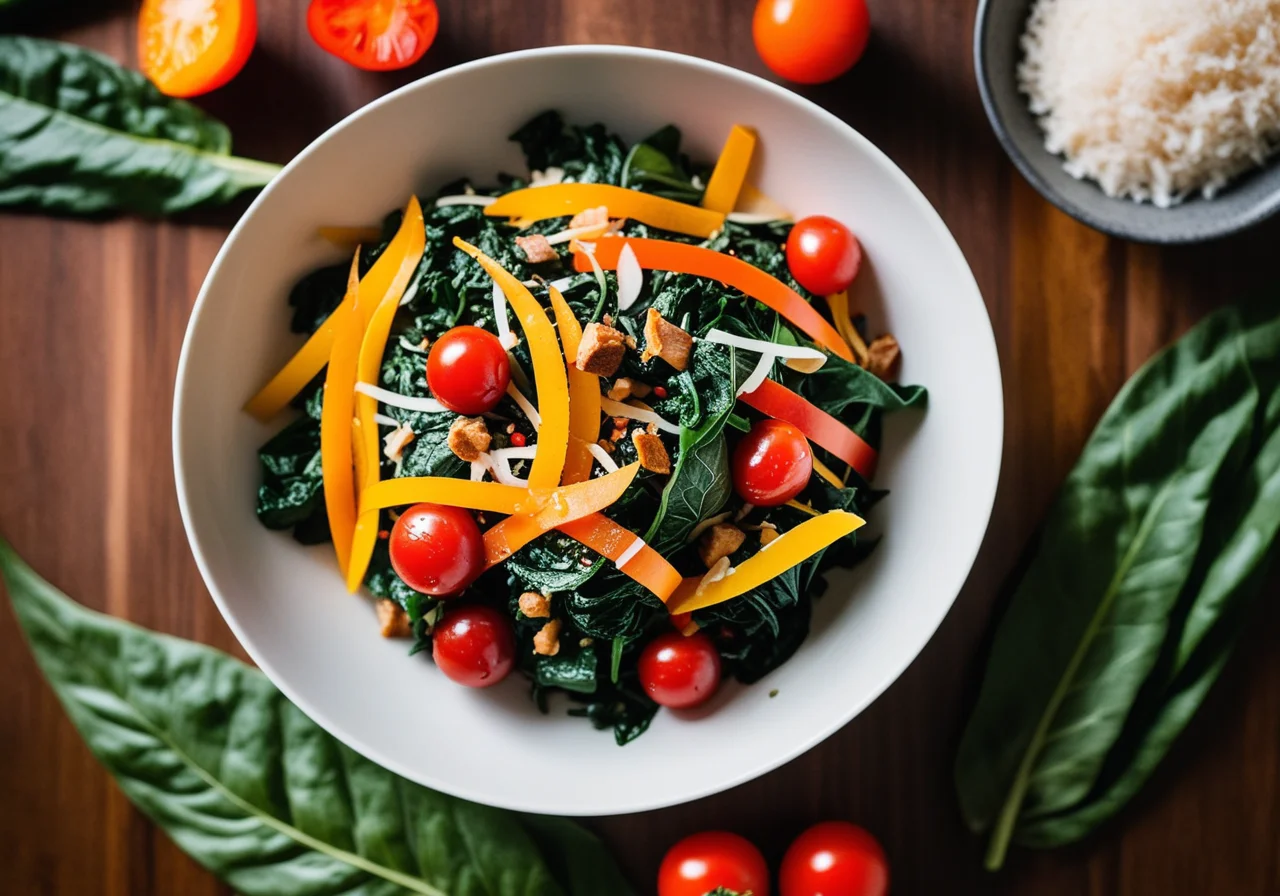 Vegetable Stir‑Fry with Swiss Chard and Spicy Coconut Sauce