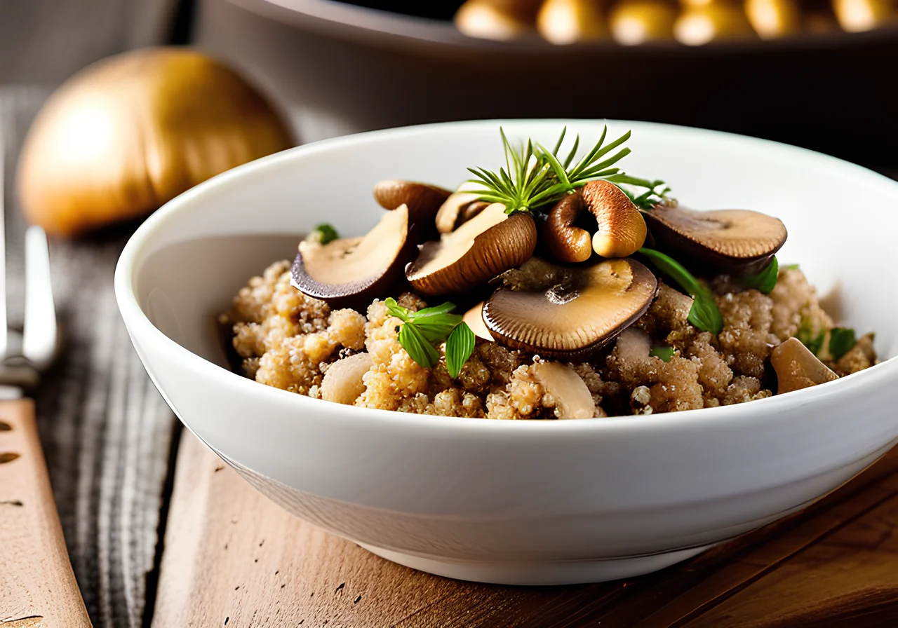 Quinoa Pan with Sautéed Mushrooms