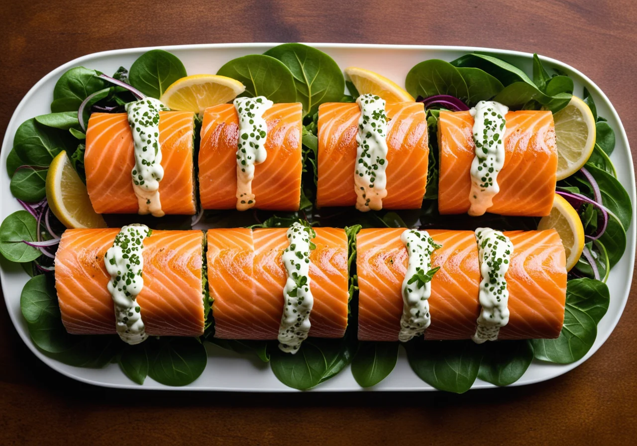 Salmon Rolls with Mixed Salad