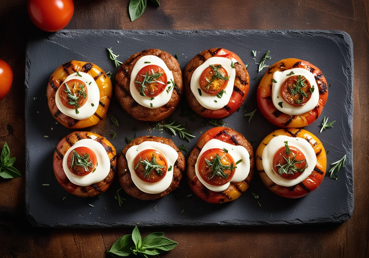 Ground Meatballs and Grilled Tomatoes