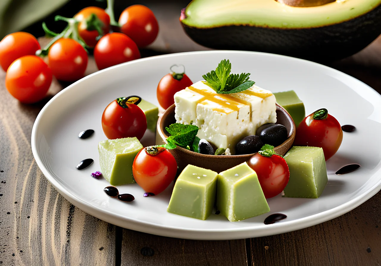 Avocado with Cheese Cubes