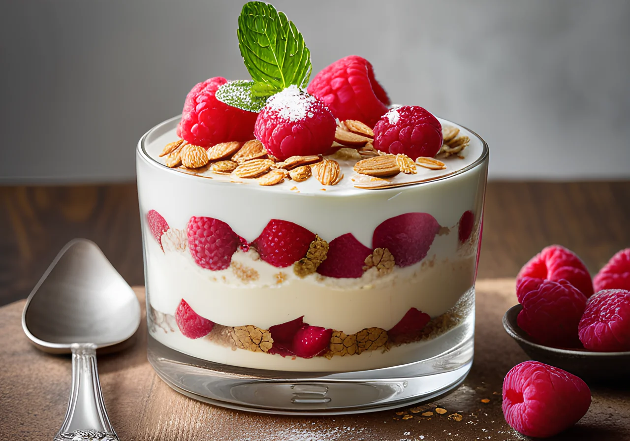 Trifle with Raspberries and Rhubarb