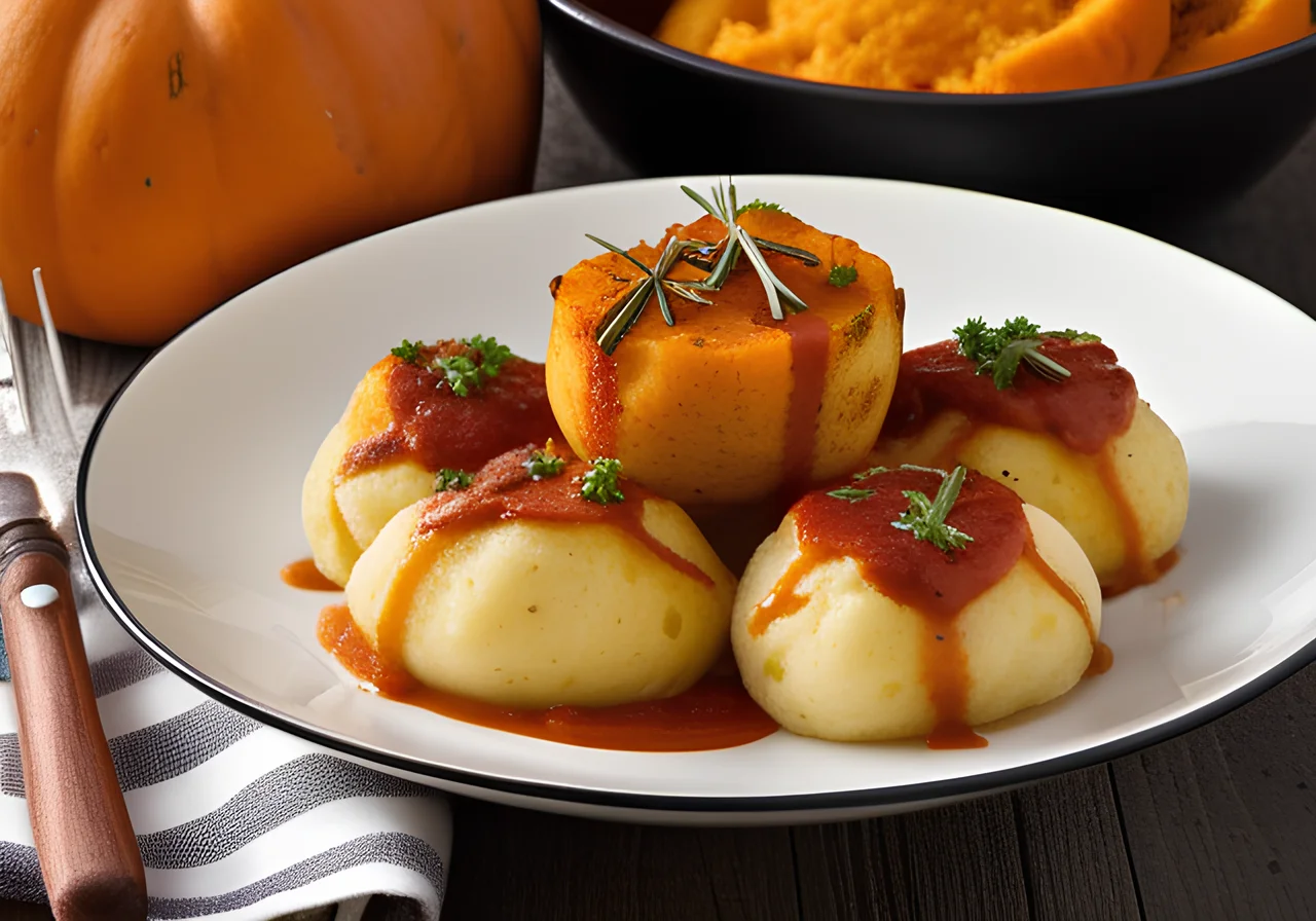 Baked Potato Dumplings with Pumpkin and Paprika