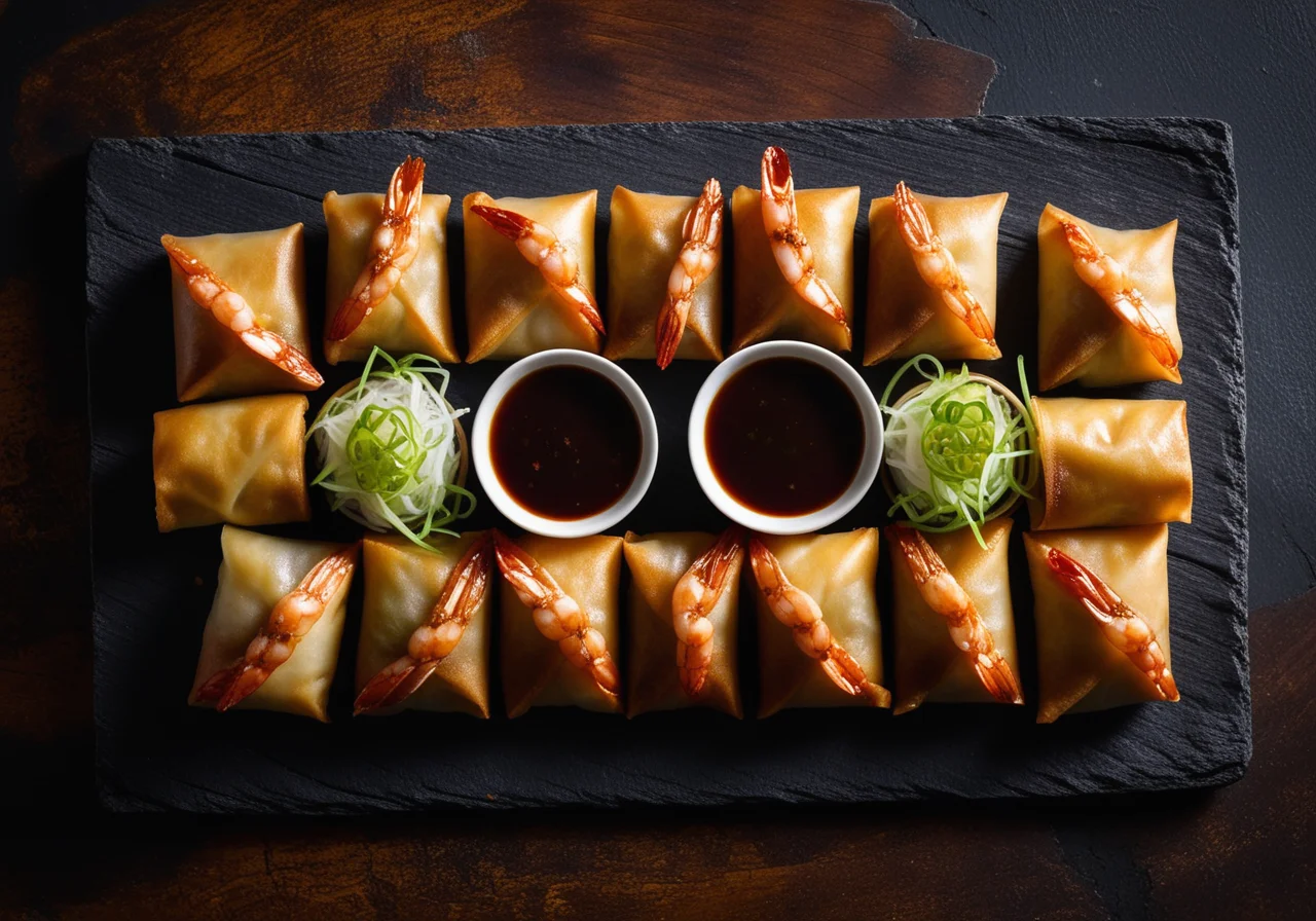 Spring Rolls with Mushroom Shrimp Filling