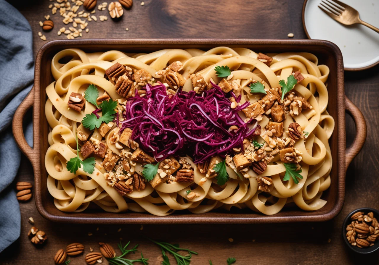 Vegan Pasta Bake with Pear and Radicchio