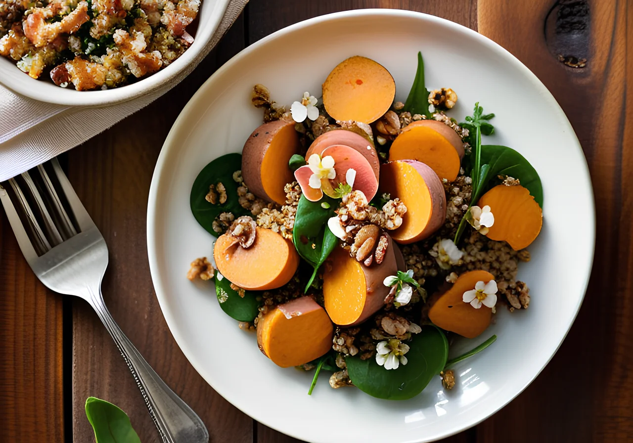 Sweet Potato Salad with Spinach, Apple and Quinoa
