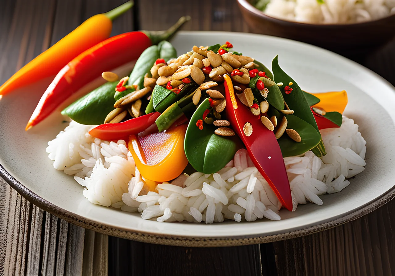 Vegan Rice Skillet with Colorful Vegetables