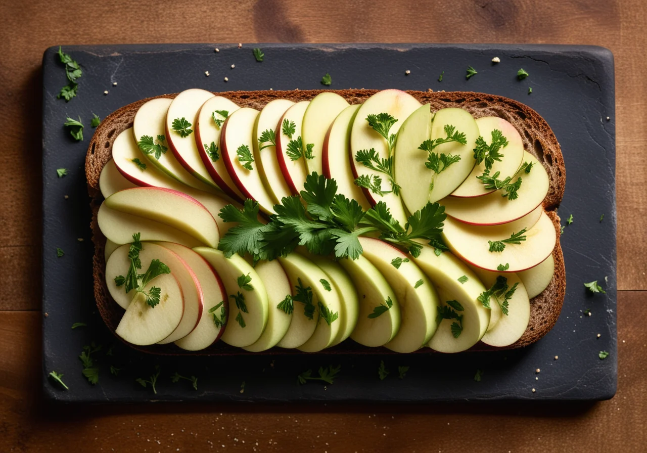 Vegan Mustard Spread with Apple on Bread