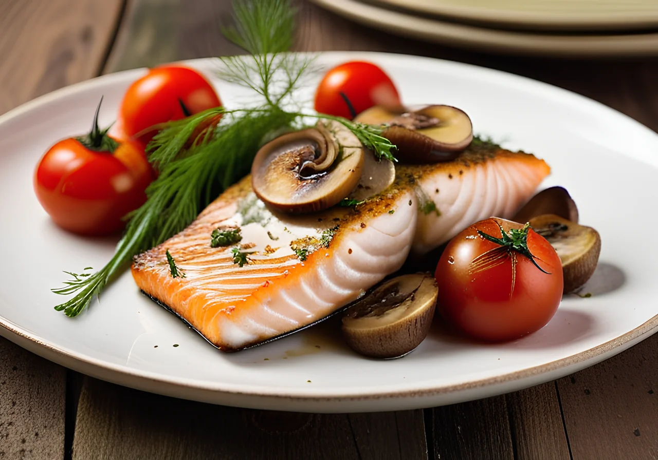 Baked Fish Fillet with Mushrooms