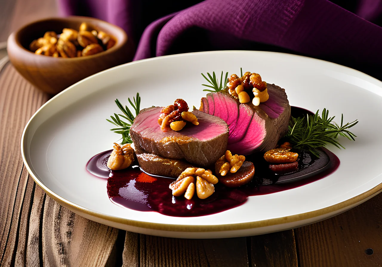 Venison Tenderloin with Chestnut Herb Twisters