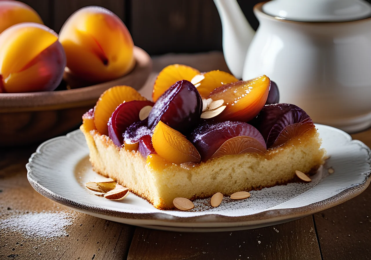 Plum Cake with Almond Flakes