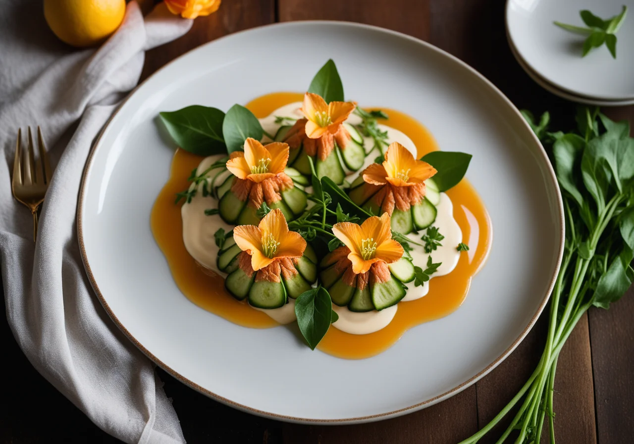 Zucchini Blossoms with Salmon Filling