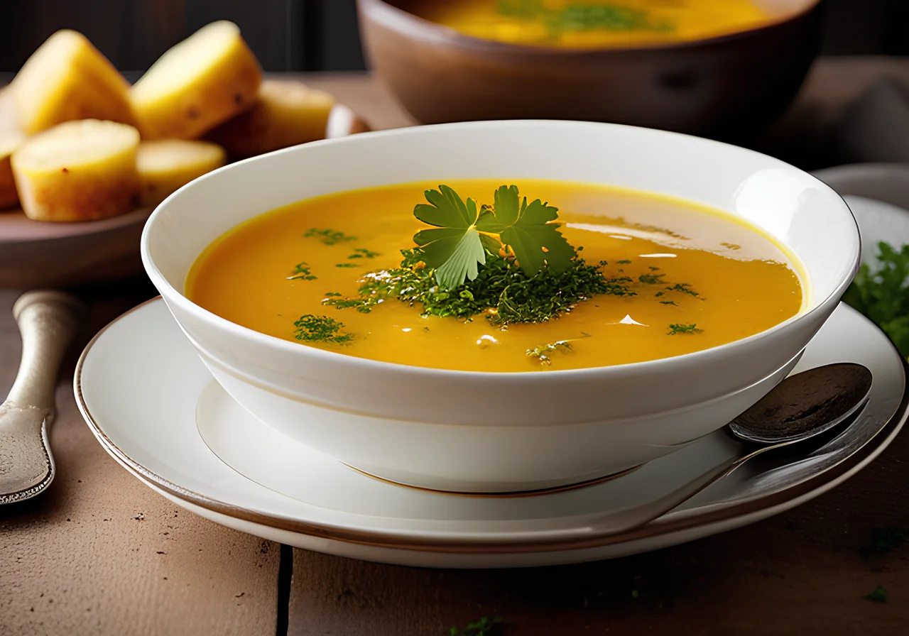 Vegetable Soup and Potato Cakes