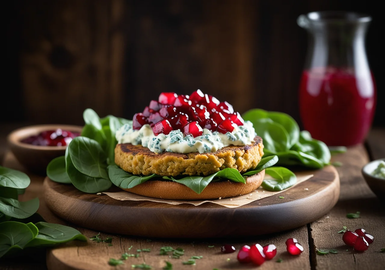 Chickpea Burger with Spinach and Blue Cheese