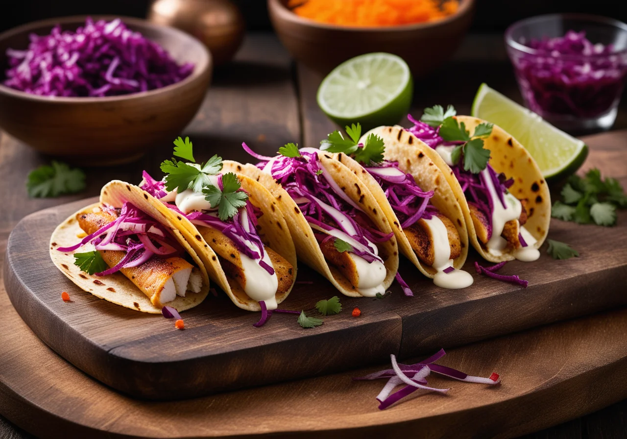 Taco with Fish and Cabbage Salad