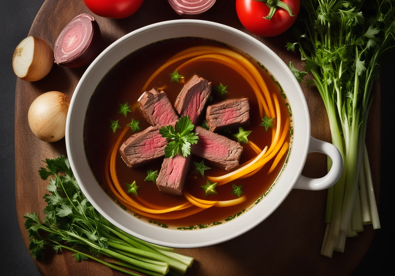 Beef Broth with Vegetable Stars
