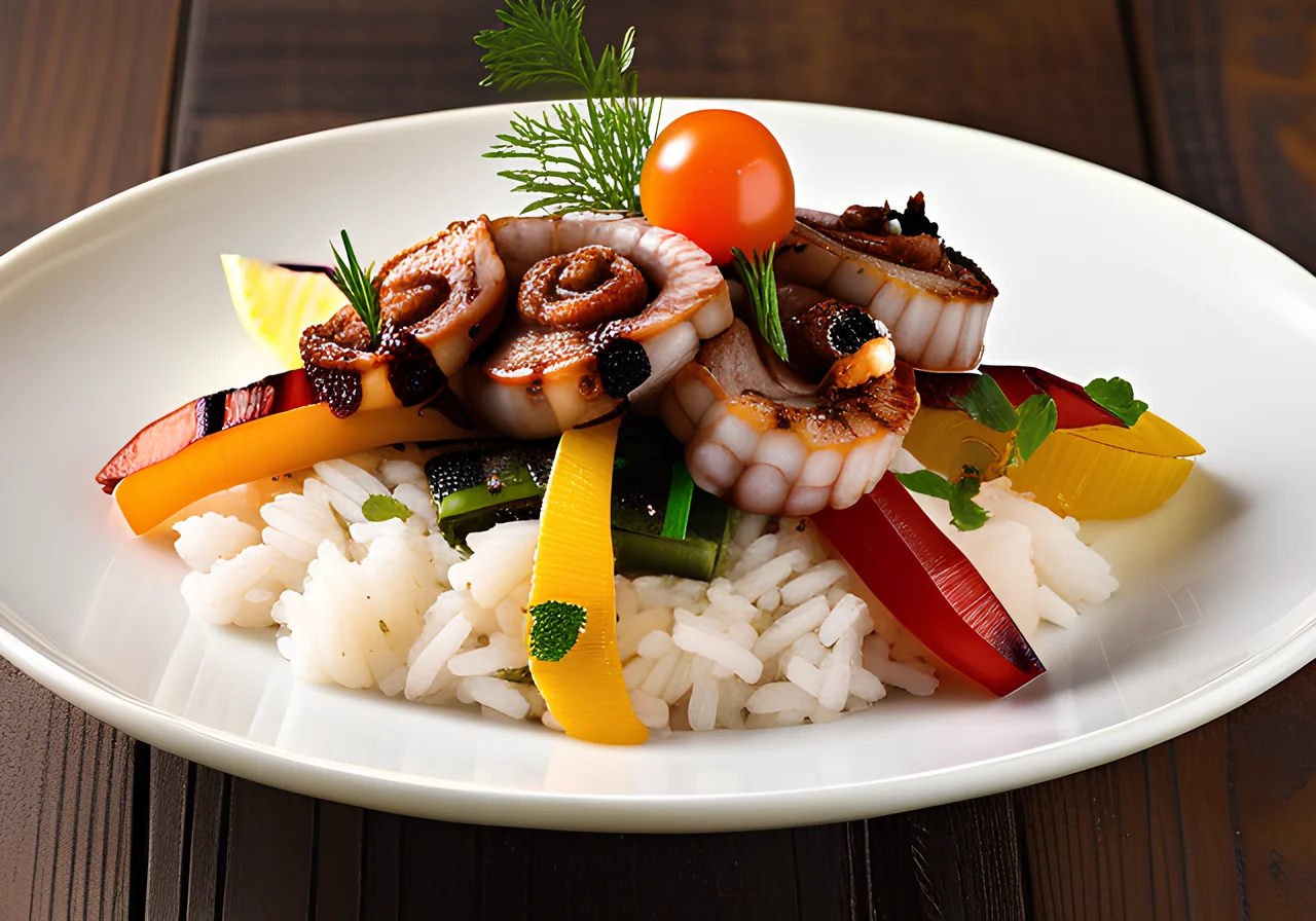 Octopus with Rice and Vegetables