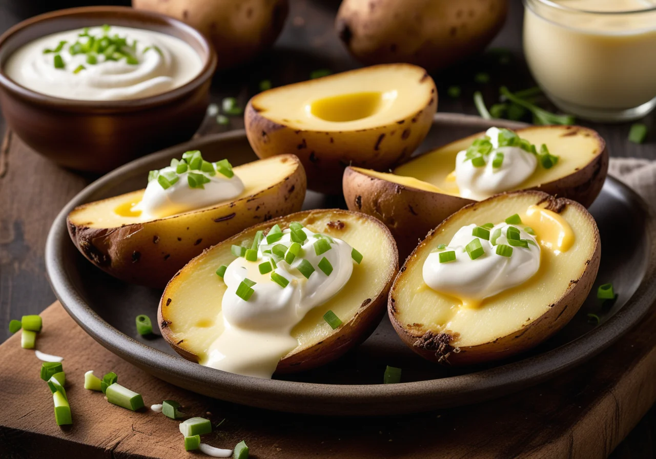 Baked Potato Wedges with Cheese