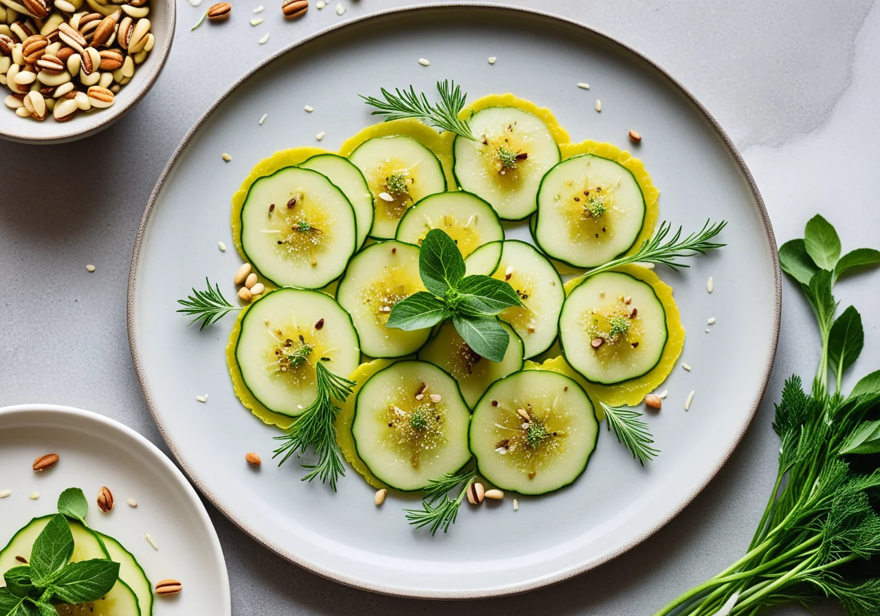 Zucchini Carpaccio with Mint Dressing