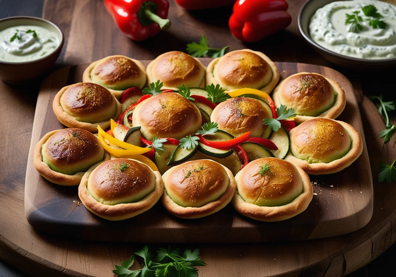 Dough Pockets with Various Fillings and Tzatziki