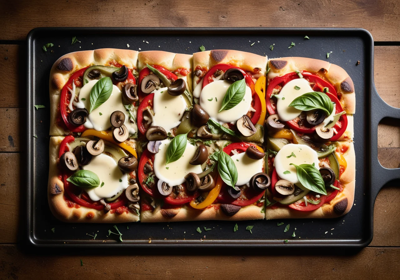 Sheet‑pan Pizza with Colorful Toppings
