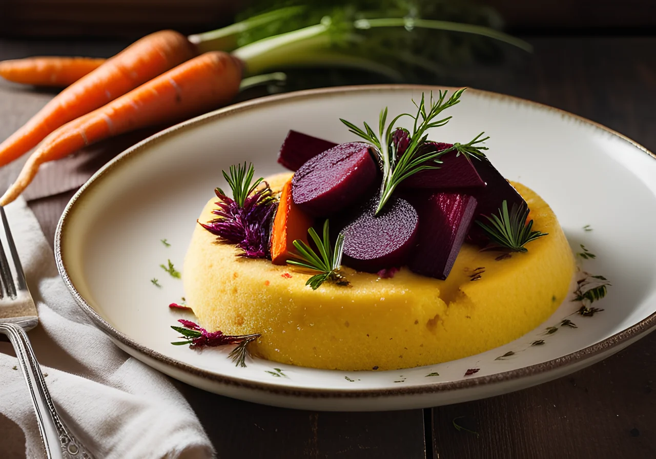 Roasted Vegetables with Feta Polenta