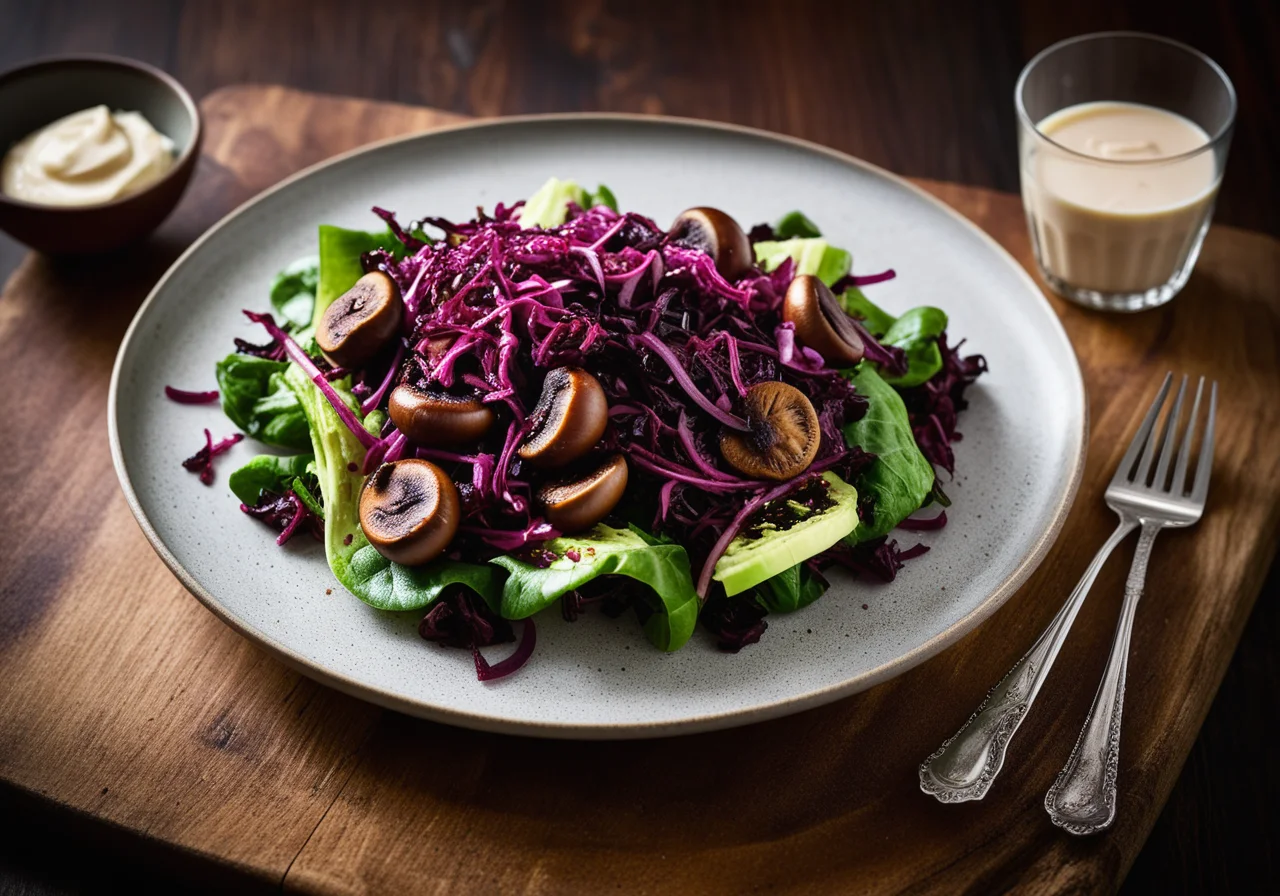 BBQ Mushrooms with Red Cabbage Salad