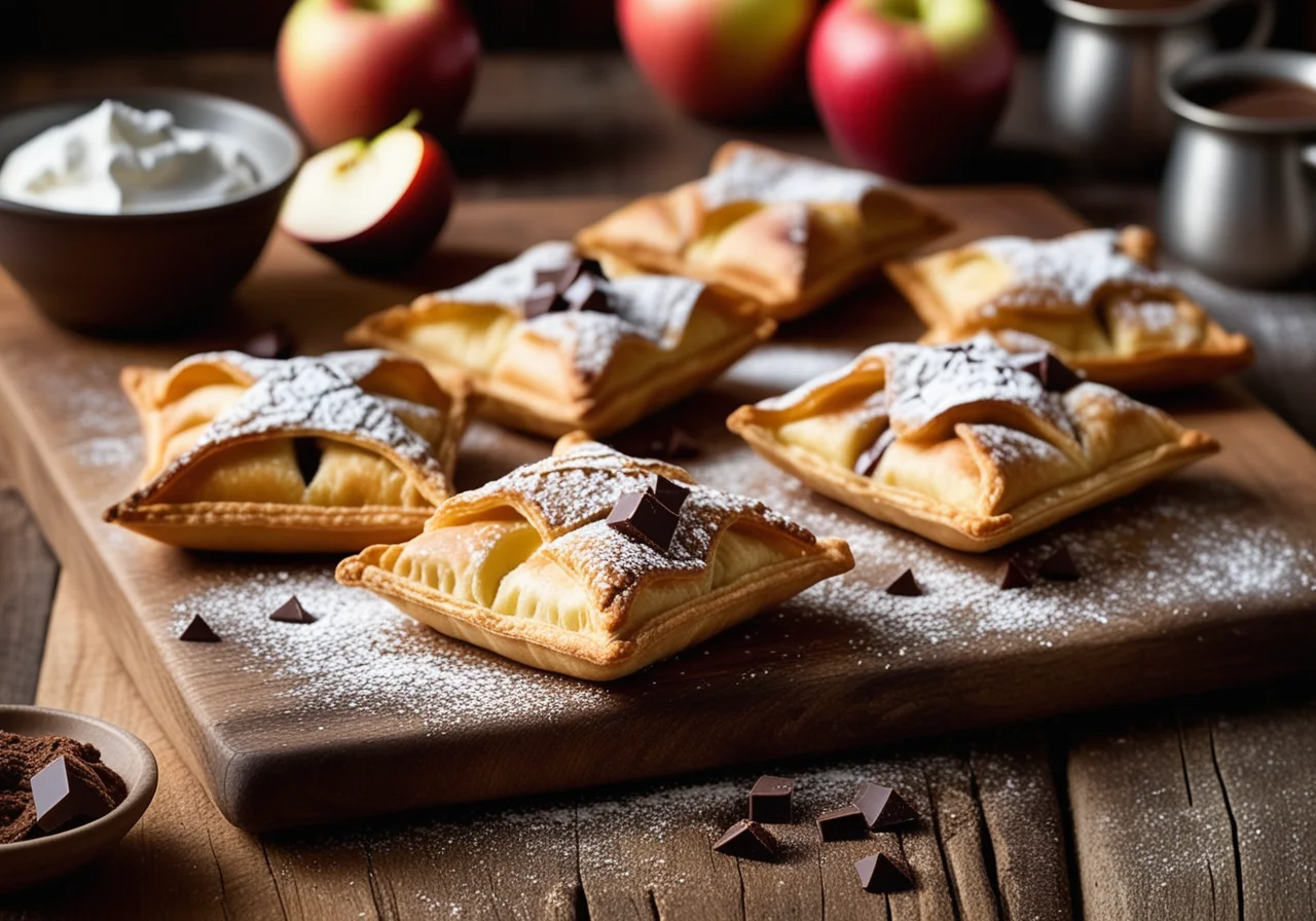 Filled Puff Pastry Pockets with Apple and Chocolate
