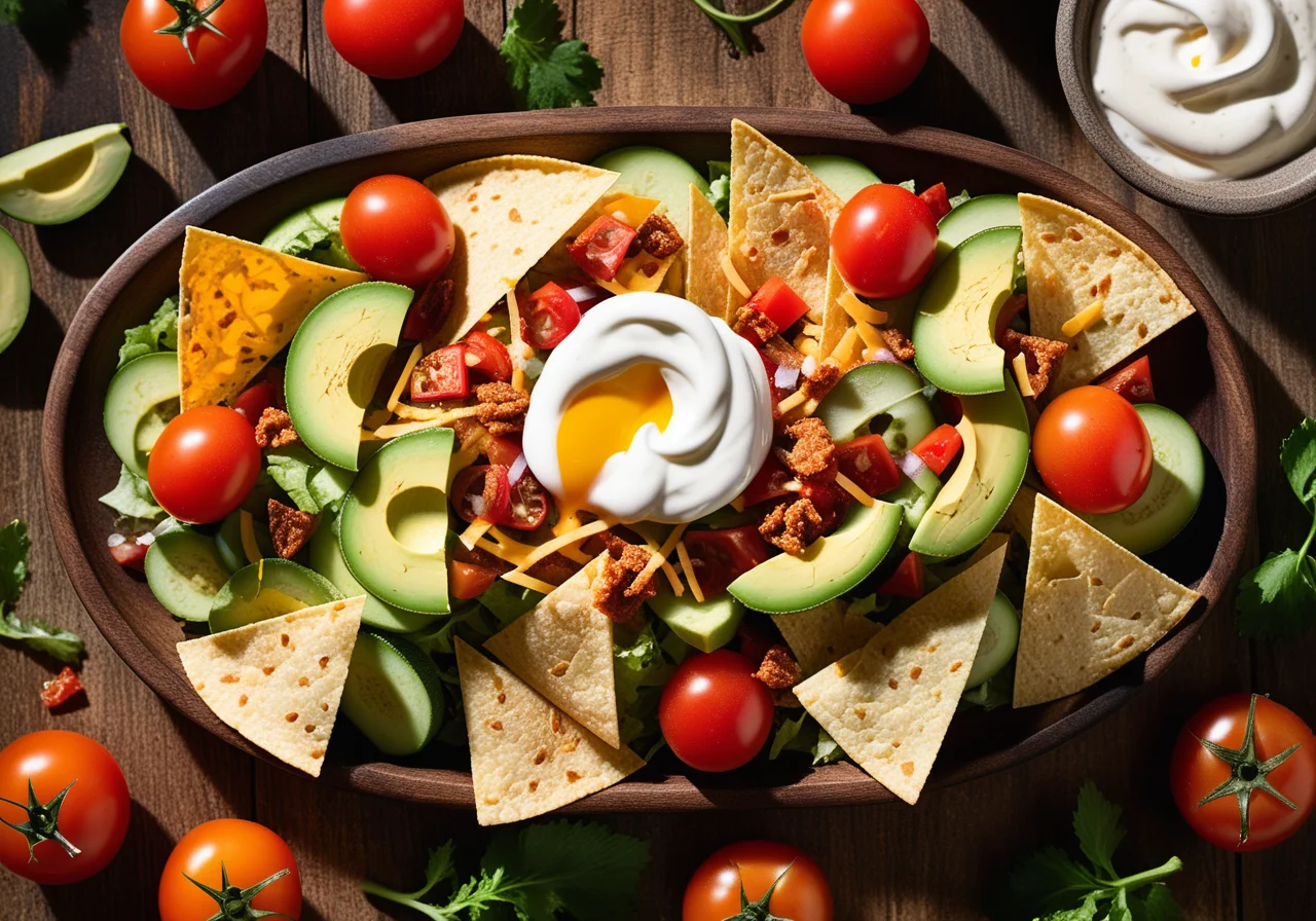 Tortilla Chips with Beans, Sour Cream, Cheese and Tomatoes