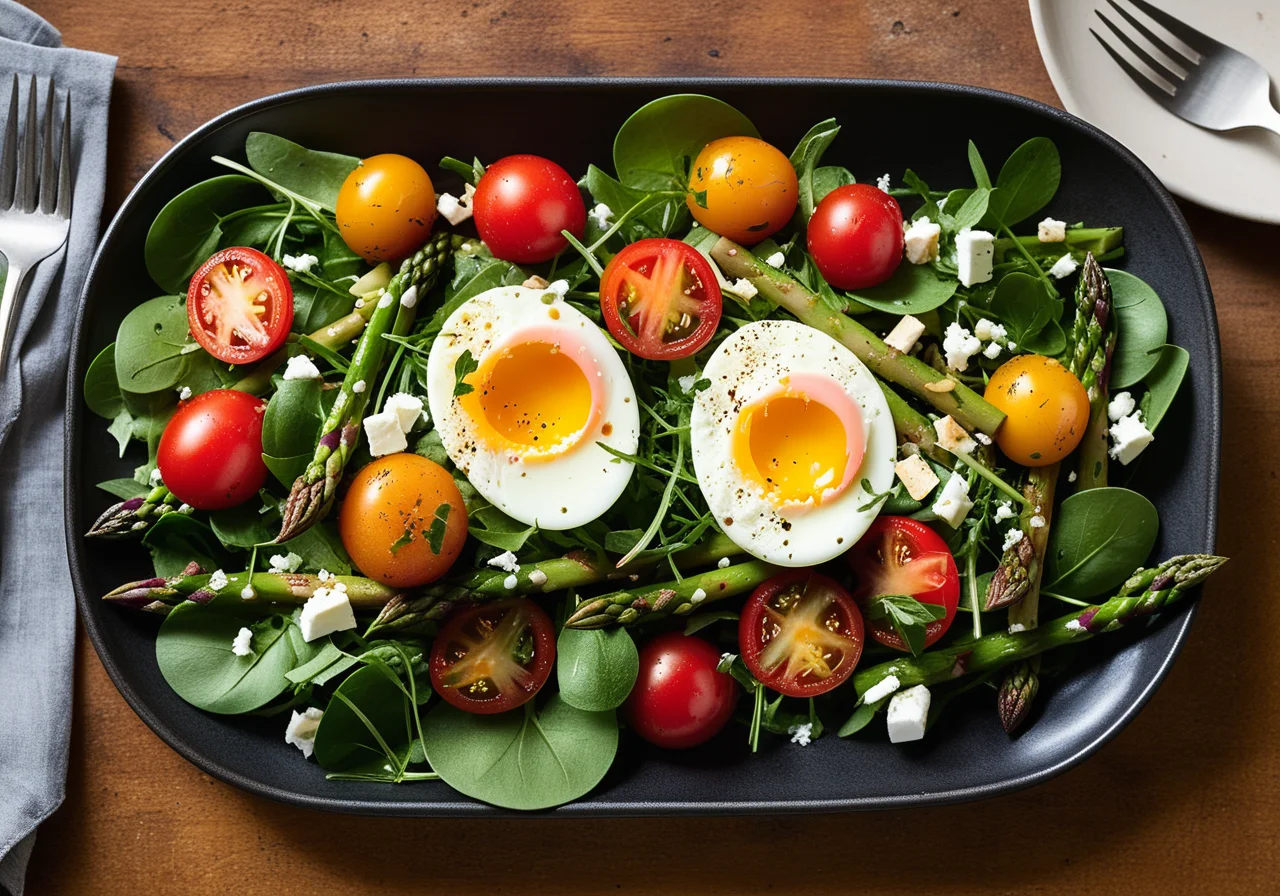 Grilled Asparagus Tomato Salad with Hazelnut Vinaigrette