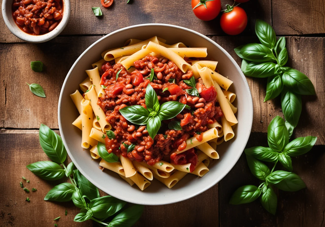 Pasta pot with tomatoes and kidney beans