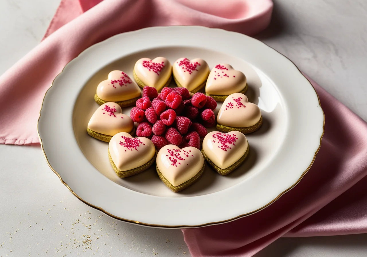 Marzipan Hearts with Raspberry