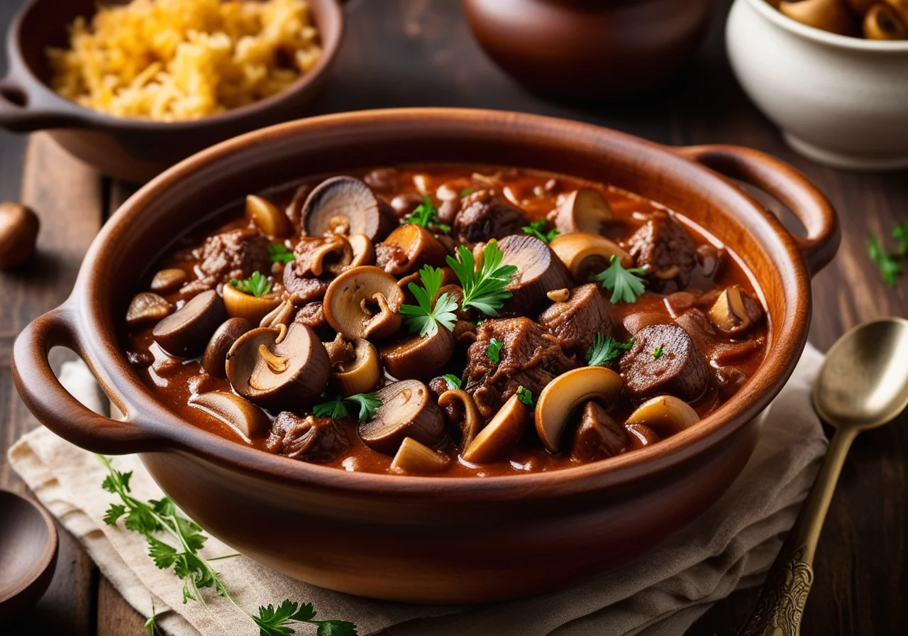 Veal Goulash with Mushrooms and Onions