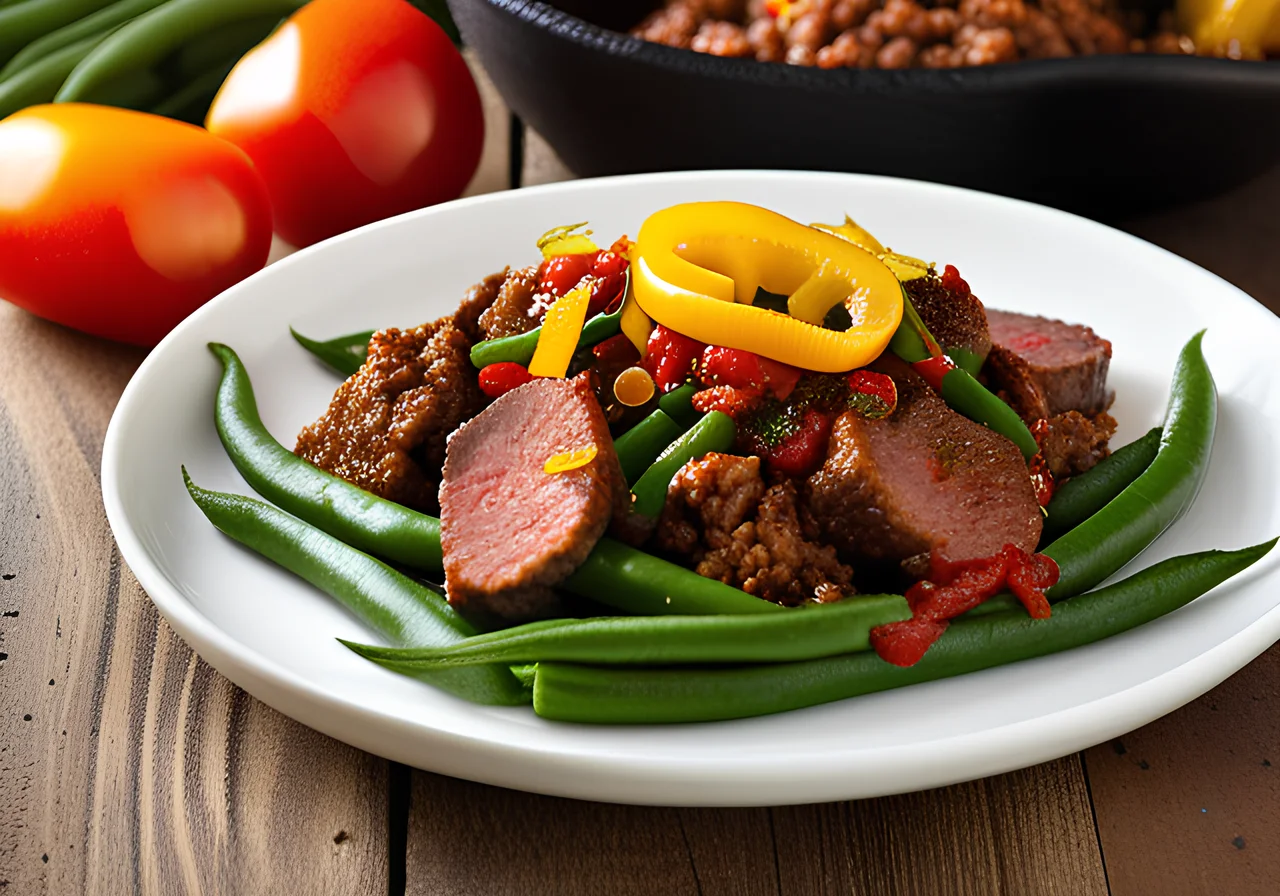 Ground Meat Skillet with Green Beans
